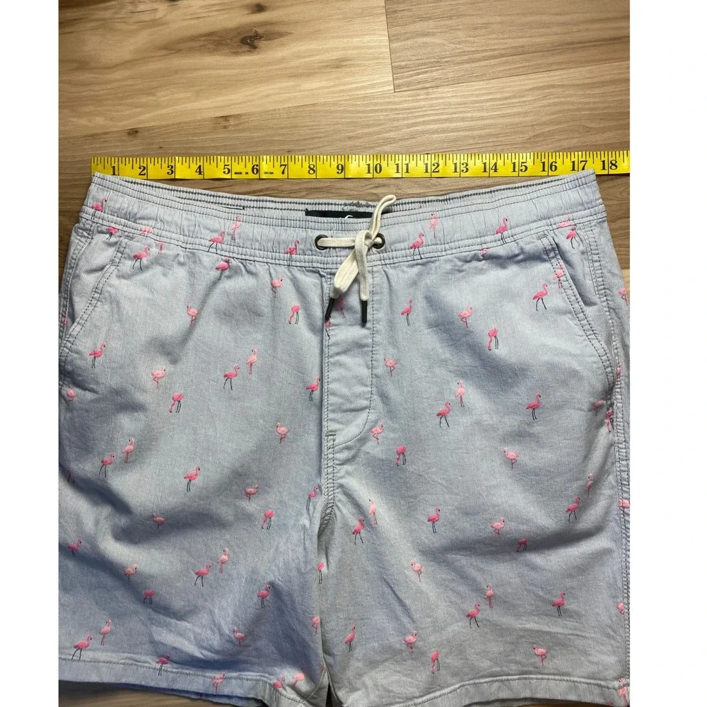 Hollister Beach Prep Jogger Shorts XL Mens Blue Pink Flamingo Print 7